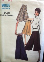 8002 vogue 70 A-LINE PANTSKIRT KNEE-FLOOR 4 LENGTHS PATTERN 24''W or 25.5"